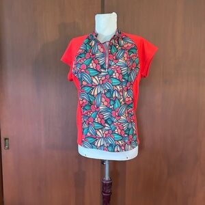 NoZone Floral Red/Orange Women's Sun/Swim Top